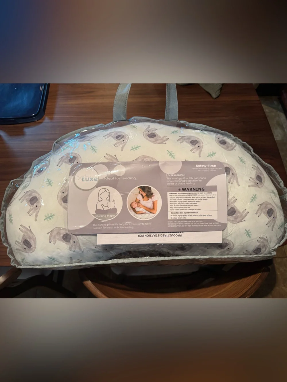 Pale Green Elephant Nursing Pillow